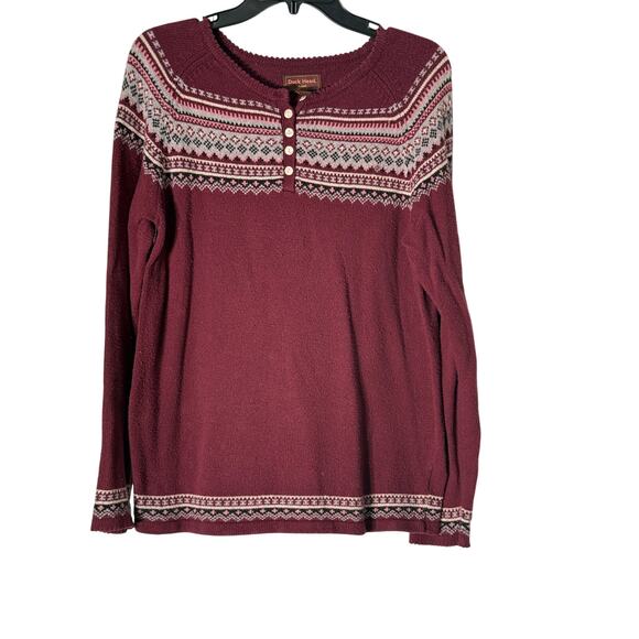 Duck Head Vintage Maroon Fair Isle Sweater Woman's Size XL - Picture 1 of 6